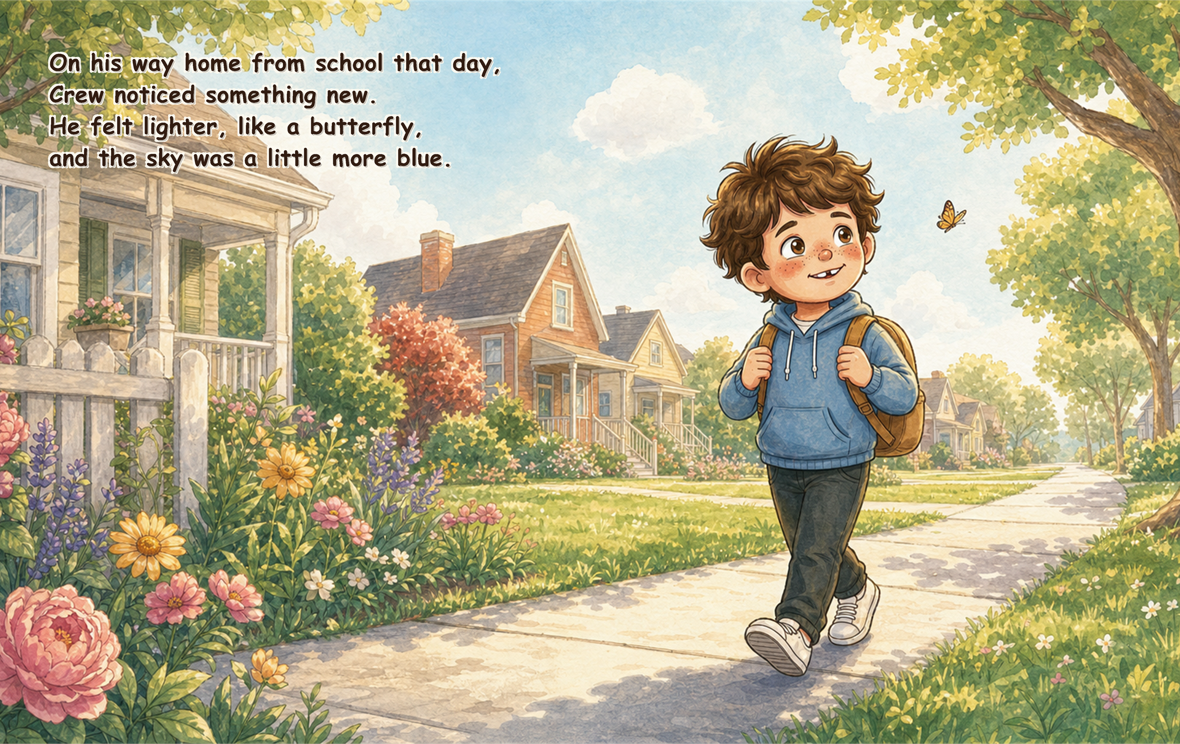 A production spread from Not True, Crew! showing Crew walking home after telling the truth.
